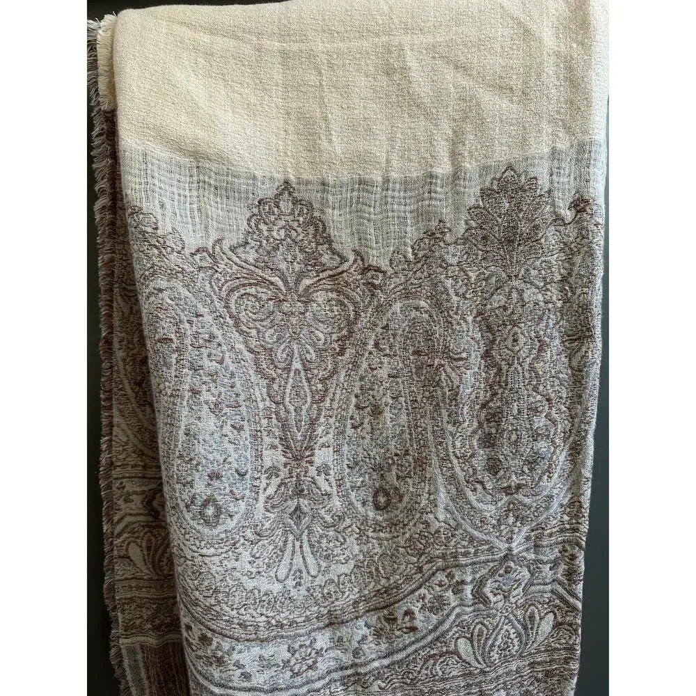 Ralph Lauren Marylebone Randle Cream Throw Blanket linen cotton cream paisley